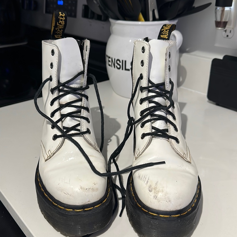 white platform doc martens